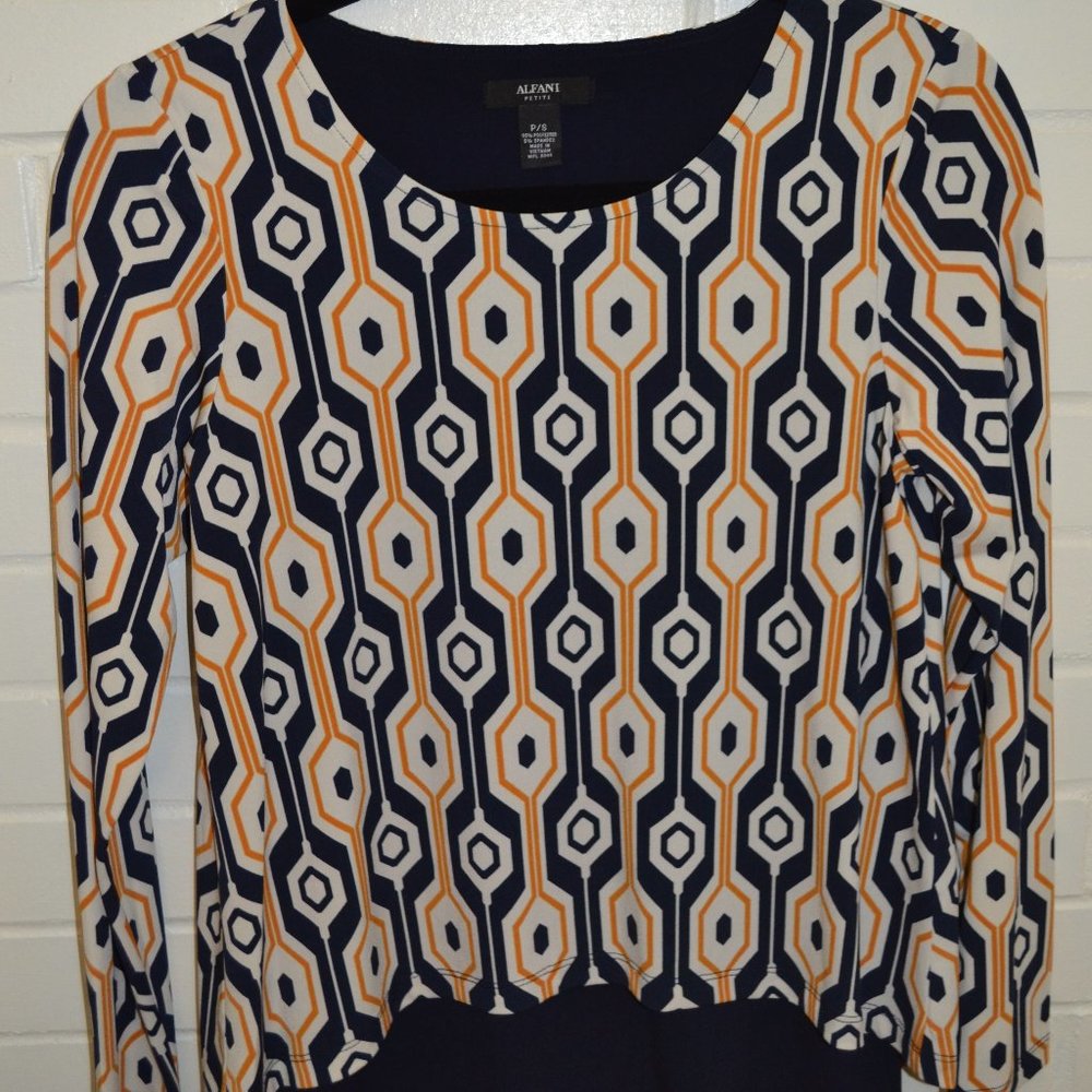 Alfani Petite 3/4 Sleeve Pattern Blouse